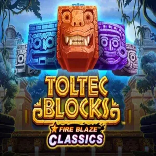Fire Blaze: Toltec Blocks slot logo by Rarestone Gaming at Helabet